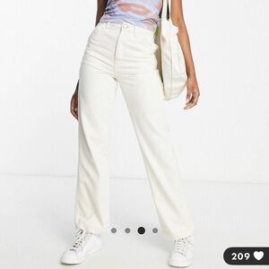 Topshop Wide Leg Carpenter Jeans Ivory White Size 28